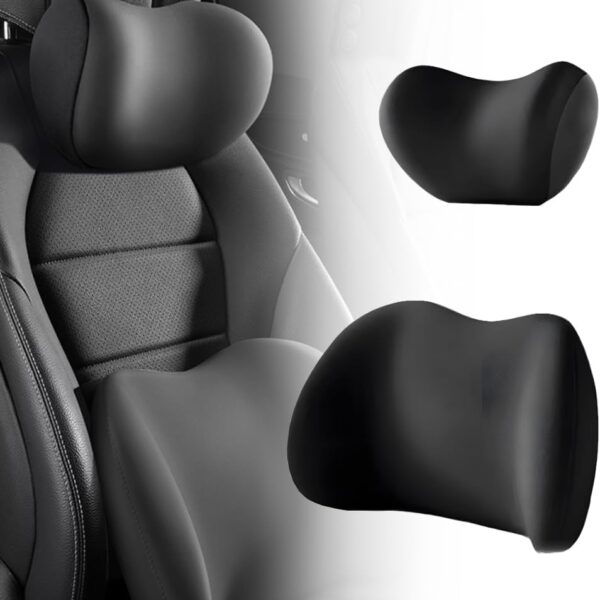 Car Headrest & Lumbar Support Cushion, 2025 New Car Lumbar Support Pillow and Car Neck Pillow Kit, Ergonomic Car Seat Headrest & Lumbar Cushion for Neck Back Pain Relief (Black)