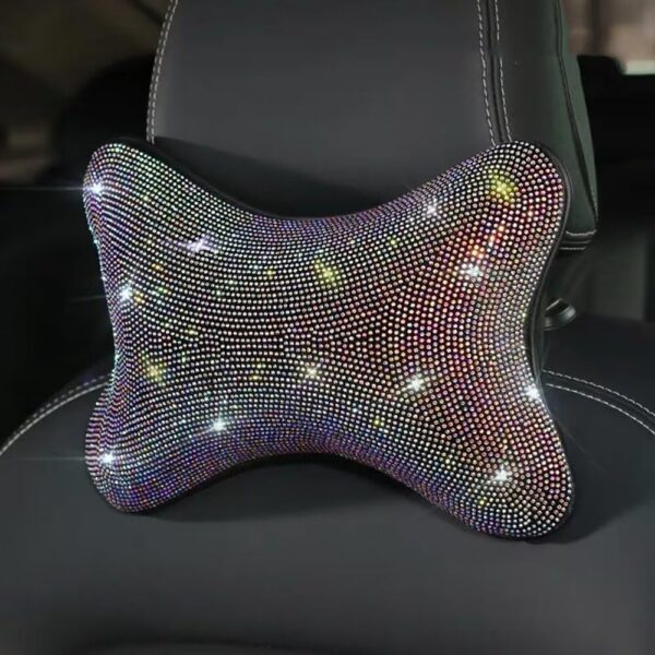 Bling Car Seat Cover for Women Girl Front Seat Covers Seat Protector with Shining Rhinestone Diamond Universal Fit 95% Cars（1Pcs Black Head Pillow）